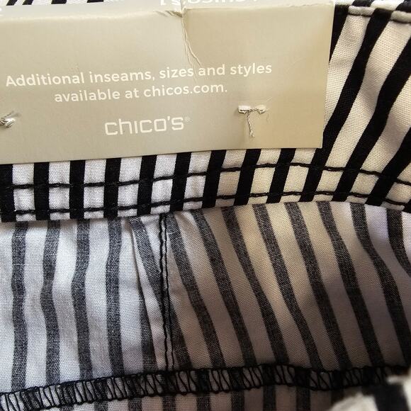 Chicos Women's size 1 mid-rise white black striped crop chino - Picture 5 of 9